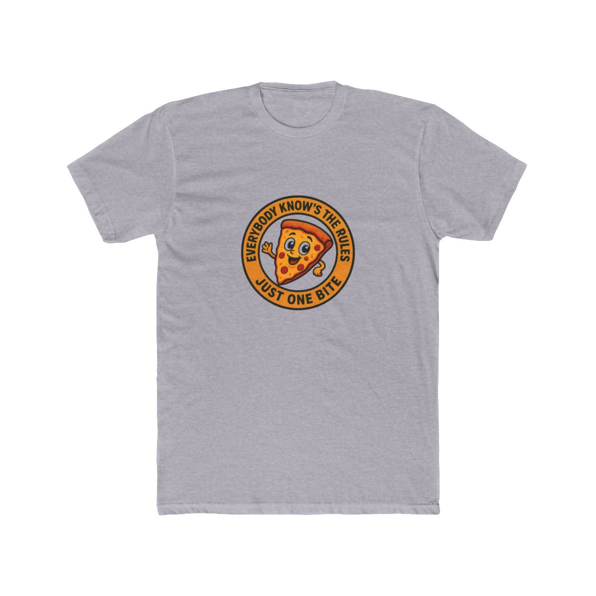 Smiling Pizza Slice 'Just One Bite' Rule T-Shirt - alternate angle 5, merchandise