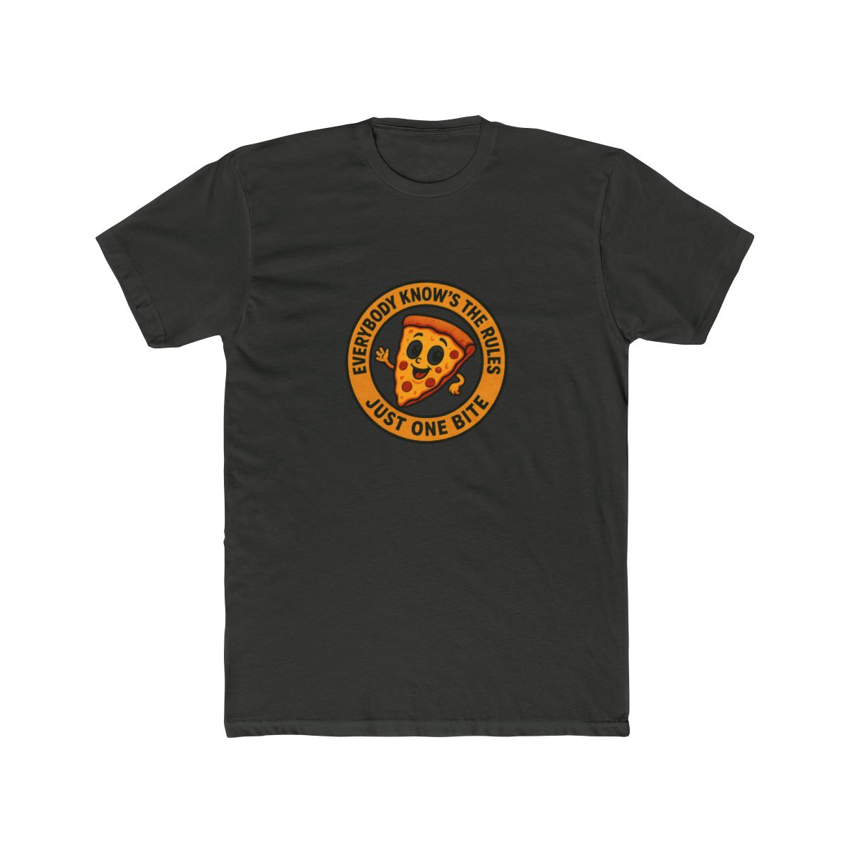 Smiling Pizza Slice 'Just One Bite' Rule T-Shirt - alternate angle 2, merchandise